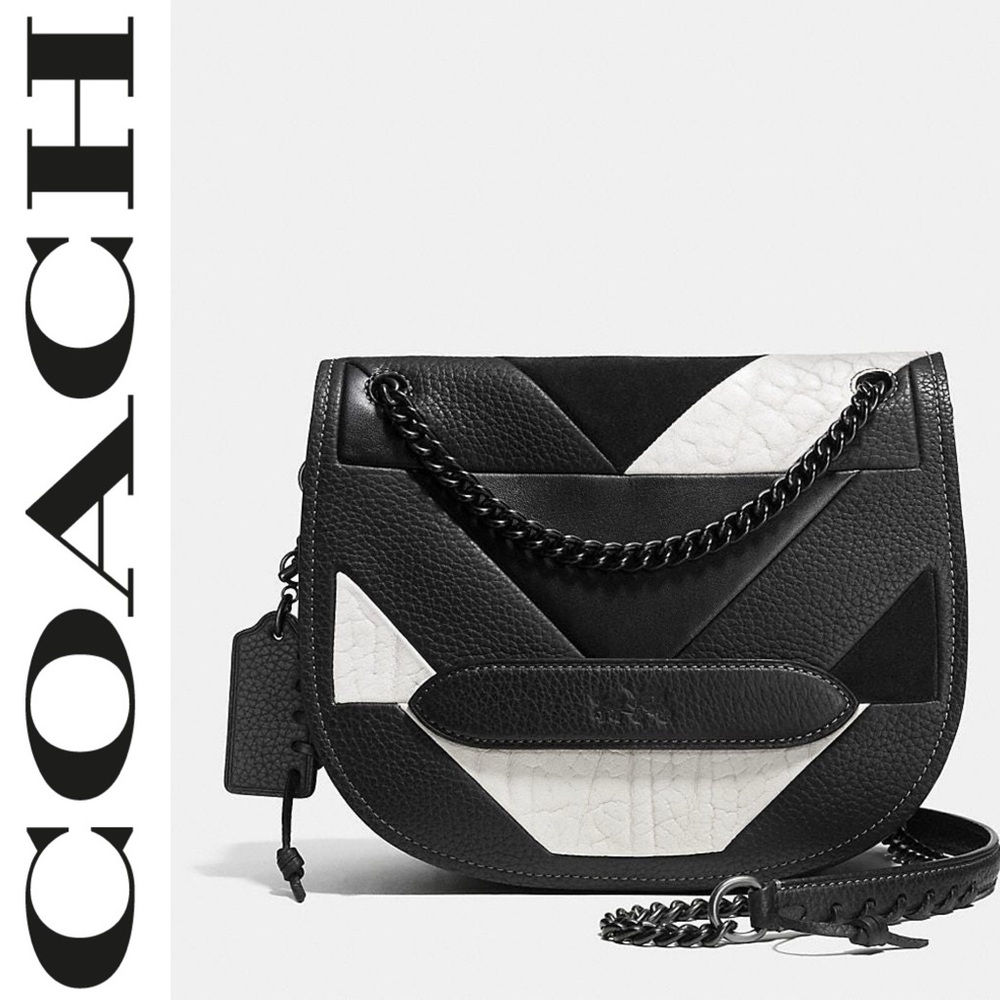 Coach Black and White Leather Patchwork Crossbody Bag